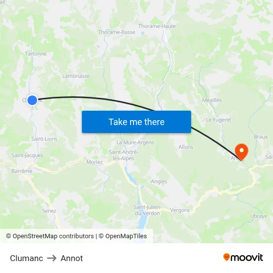 Clumanc to Annot map