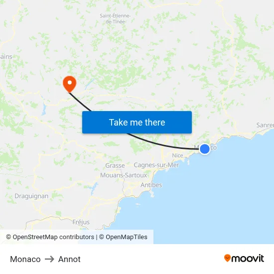 Monaco to Annot map