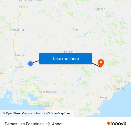 Pernes-Les-Fontaines to Annot map