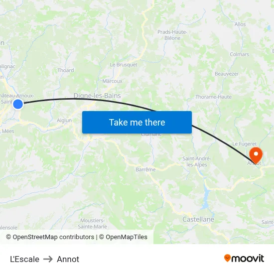 L'Escale to Annot map