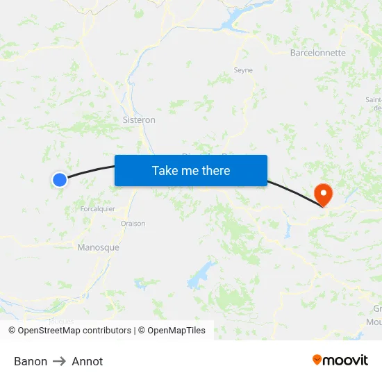 Banon to Annot map