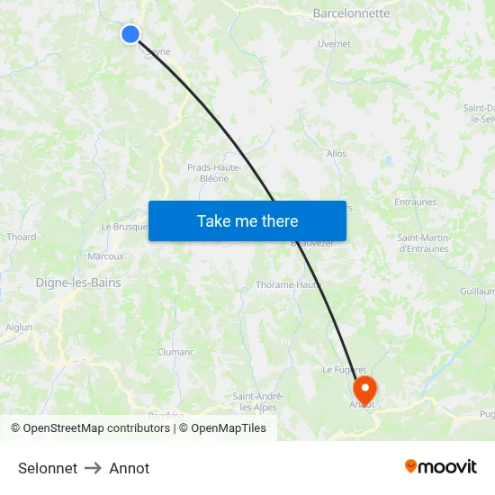 Selonnet to Annot map