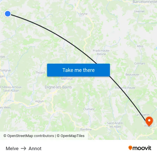 Melve to Annot map