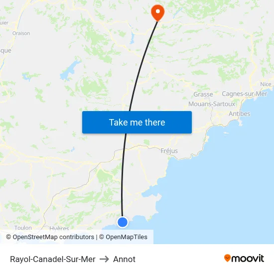 Rayol-Canadel-Sur-Mer to Annot map