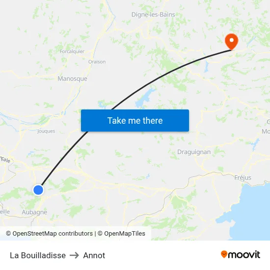 La Bouilladisse to Annot map