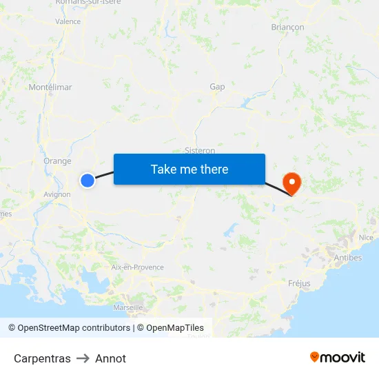 Carpentras to Annot map