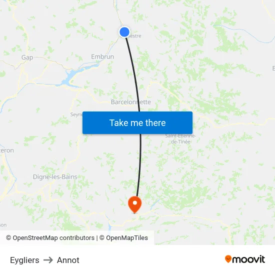 Eygliers to Annot map