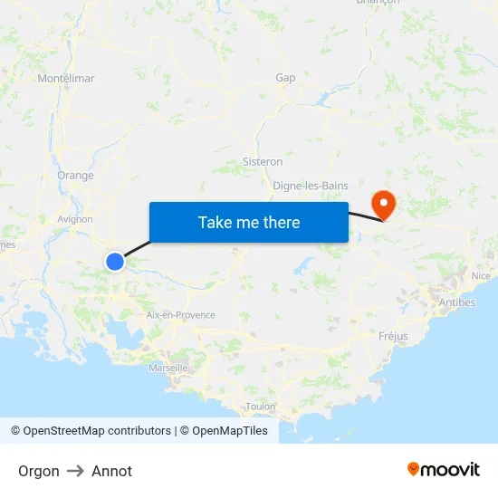 Orgon to Annot map
