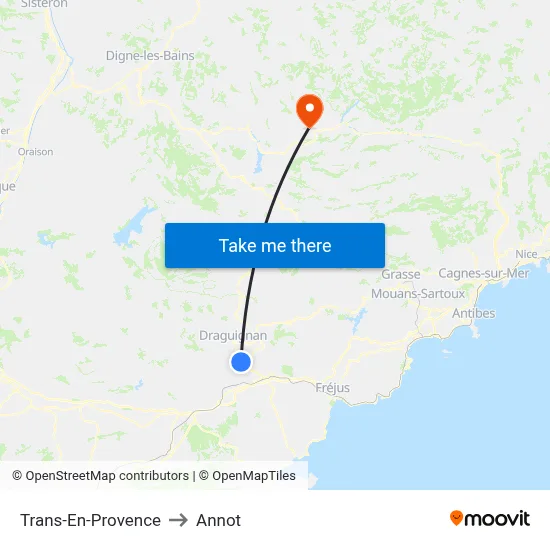 Trans-En-Provence to Annot map