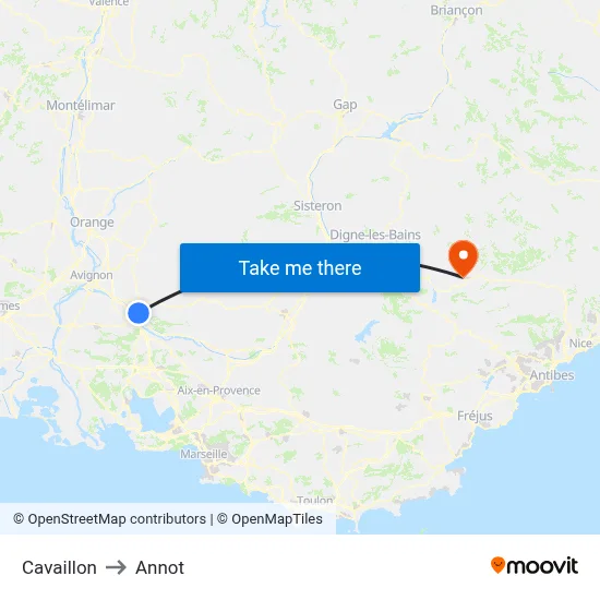 Cavaillon to Annot map