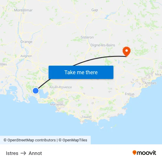 Istres to Annot map