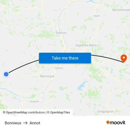 Bonnieux to Annot map