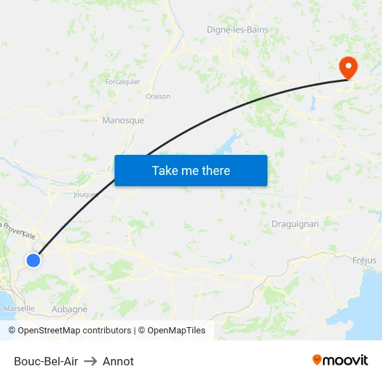 Bouc-Bel-Air to Annot map