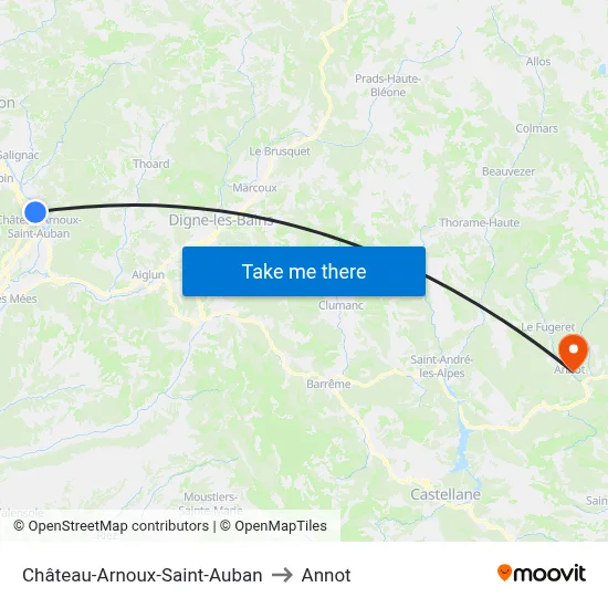 Château-Arnoux-Saint-Auban to Annot map
