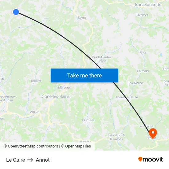 Le Caire to Annot map