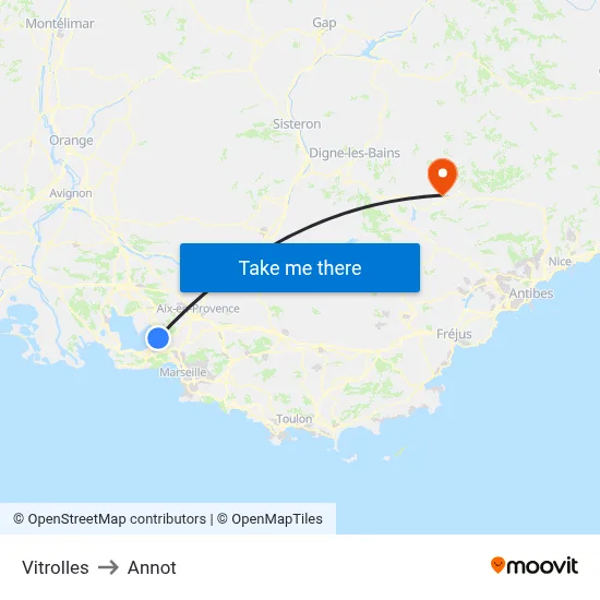 Vitrolles to Annot map