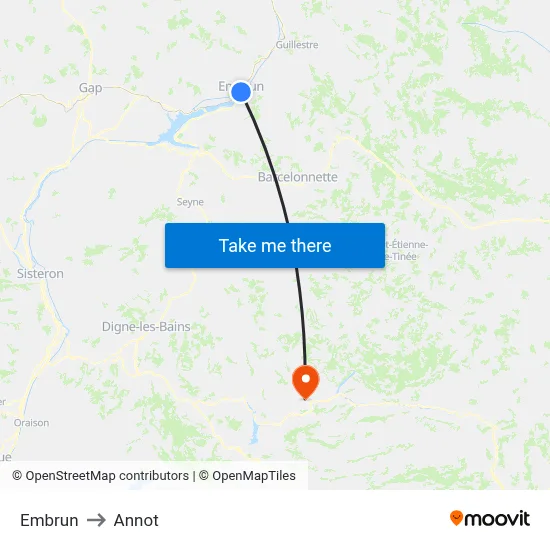 Embrun to Annot map