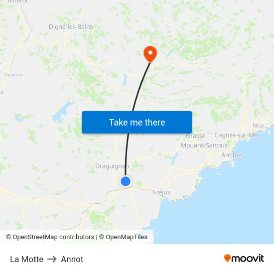 La Motte to Annot map