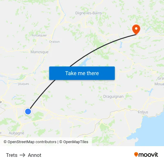 Trets to Annot map