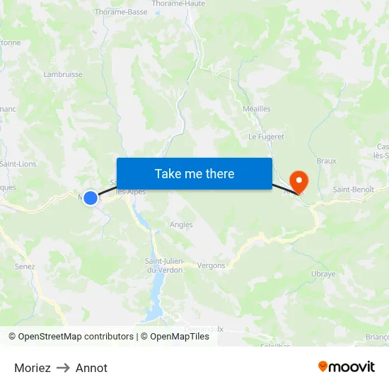 Moriez to Annot map