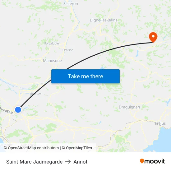 Saint-Marc-Jaumegarde to Annot map
