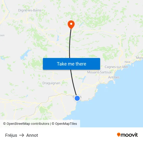 Fréjus to Annot map
