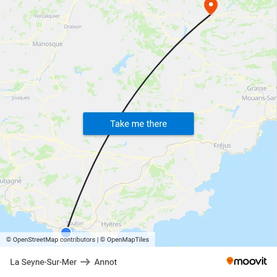 La Seyne-Sur-Mer to Annot map