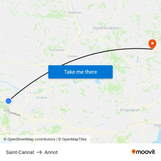 Saint-Cannat to Annot map
