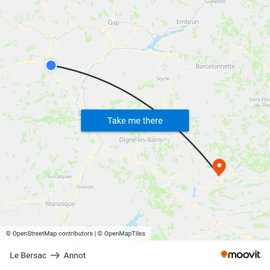 Le Bersac to Annot map