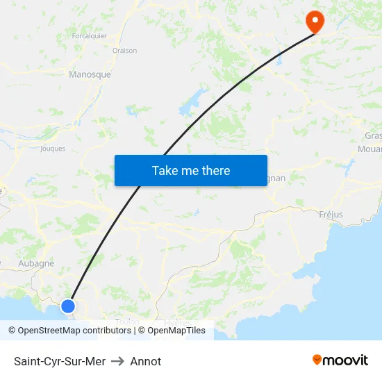 Saint-Cyr-Sur-Mer to Annot map