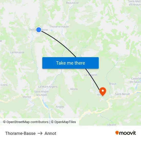 Thorame-Basse to Annot map