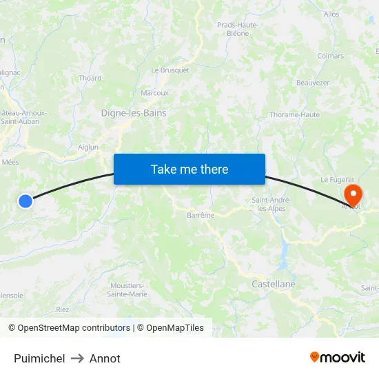 Puimichel to Annot map