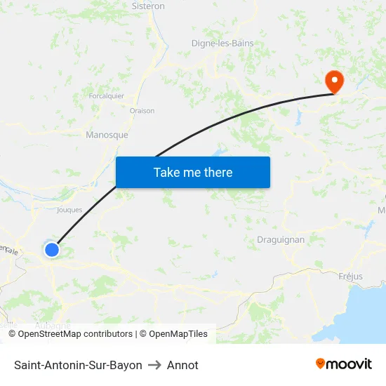 Saint-Antonin-Sur-Bayon to Annot map