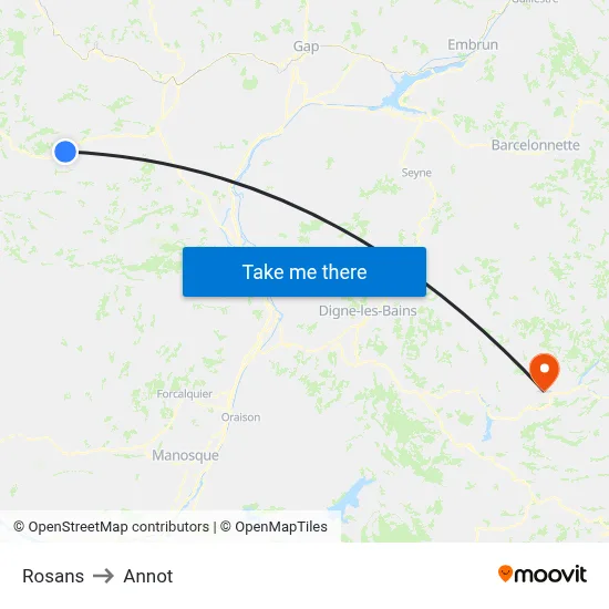 Rosans to Annot map