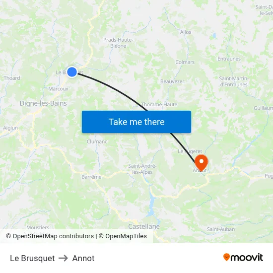 Le Brusquet to Annot map
