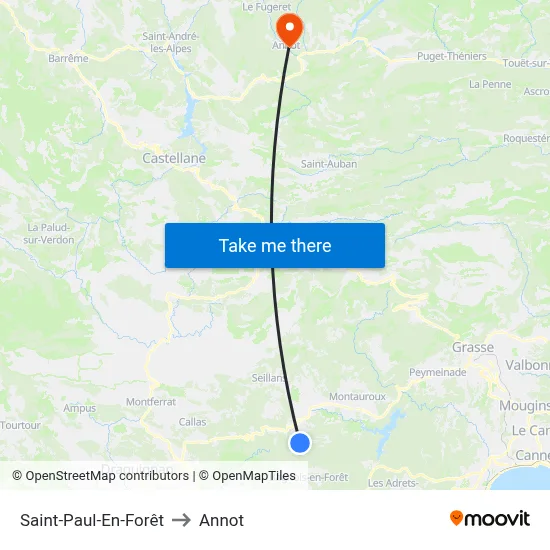 Saint-Paul-En-Forêt to Annot map