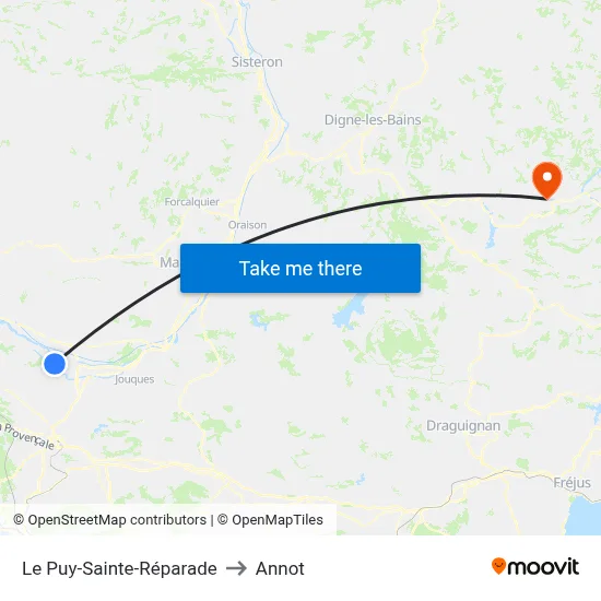 Le Puy-Sainte-Réparade to Annot map