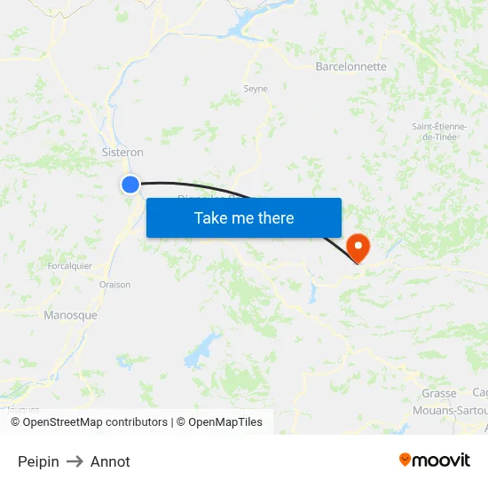 Peipin to Annot map
