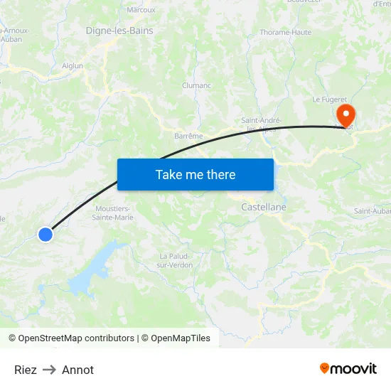 Riez to Annot map