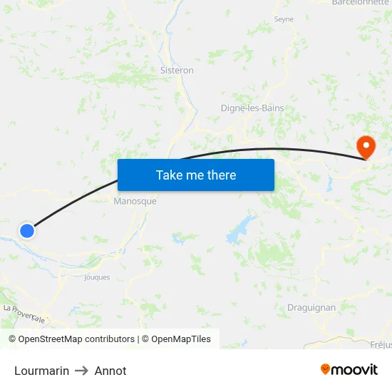 Lourmarin to Annot map