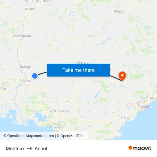 Monteux to Annot map
