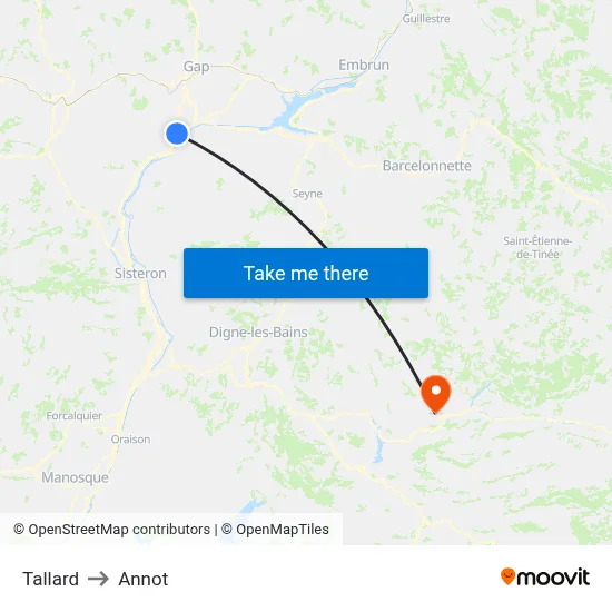 Tallard to Annot map