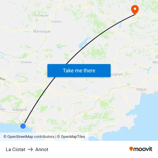 La Ciotat to Annot map