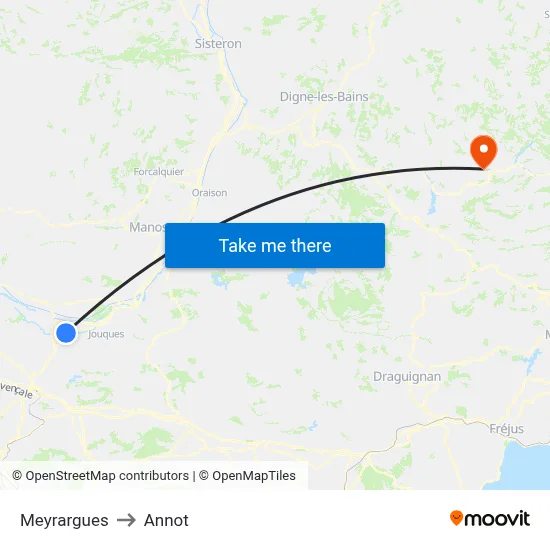 Meyrargues to Annot map