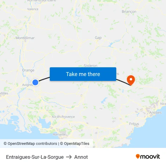 Entraigues-Sur-La-Sorgue to Annot map