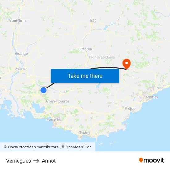 Vernègues to Annot map