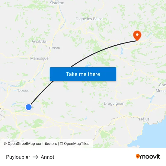 Puyloubier to Annot map
