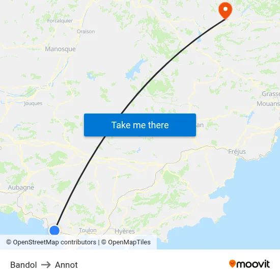 Bandol to Annot map