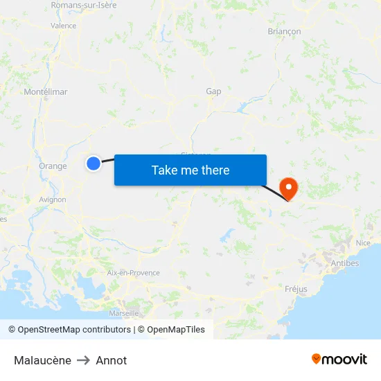 Malaucène to Annot map
