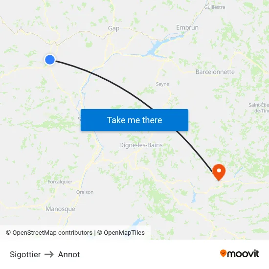Sigottier to Annot map